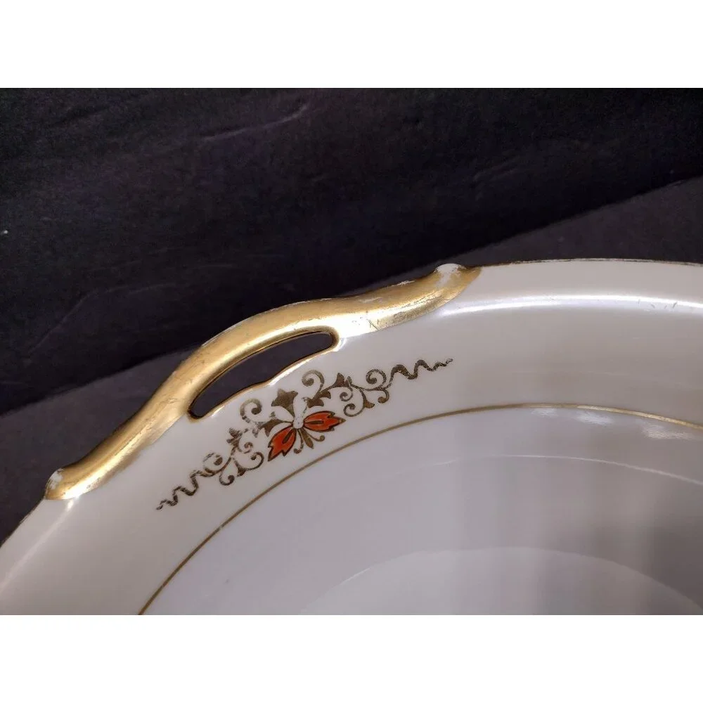 Antique Noritake Serving Bowl Dish 42200 Gold Trim Floral 10